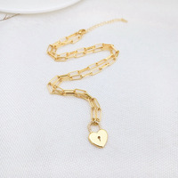 Fast delivery 18k gold plated chain key lock heart necklace